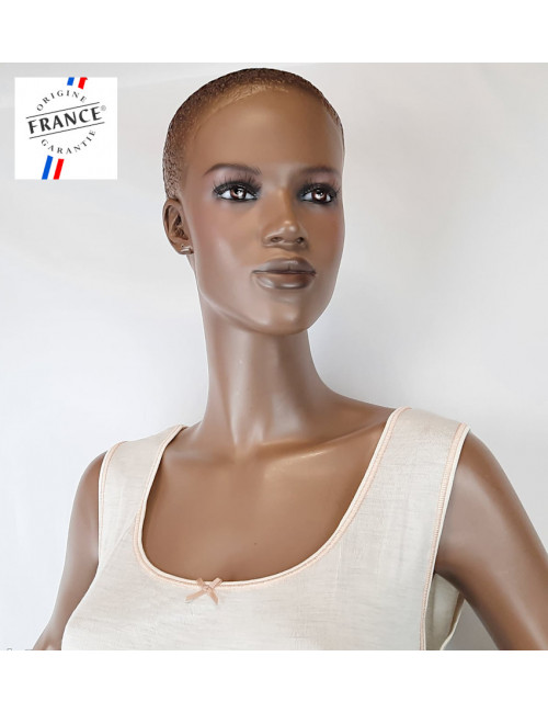 Tee-shirt sans manches en laine et soie