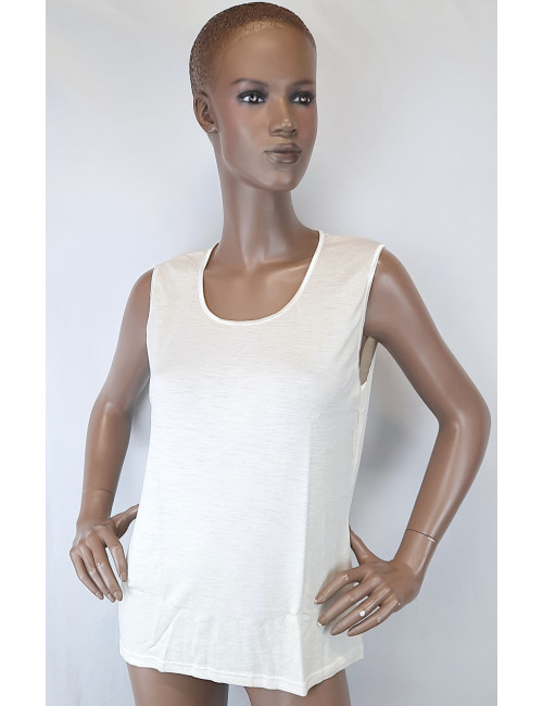 Tee-shirt sans manches en laine et soie