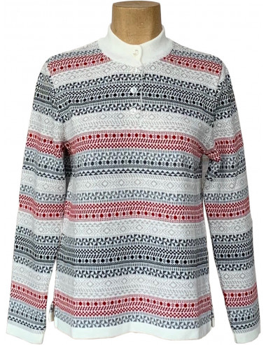 Eléane / Paul Rhodamel - Pull acrylique col montant boutons à motif jacquard