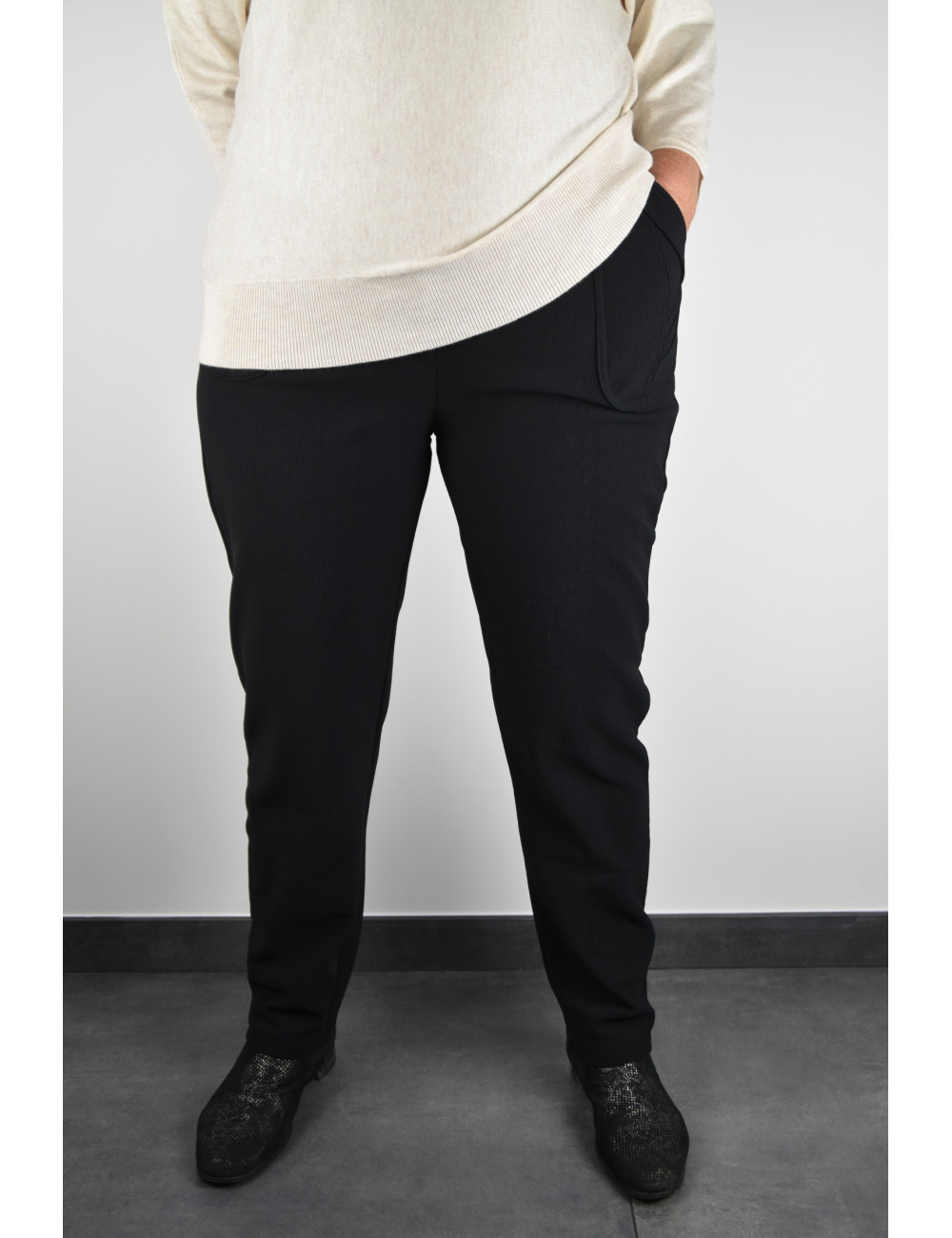 Pantalon femme noir intérieur polaire taille élastique