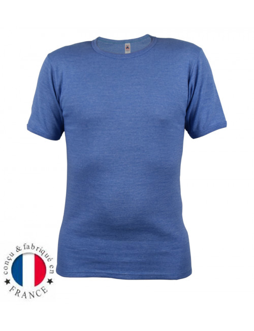 Tee-shirt en coton col rond chiné royal