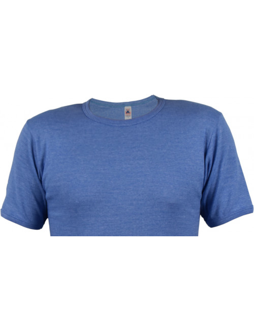 Tee-shirt en coton col rond chiné royal