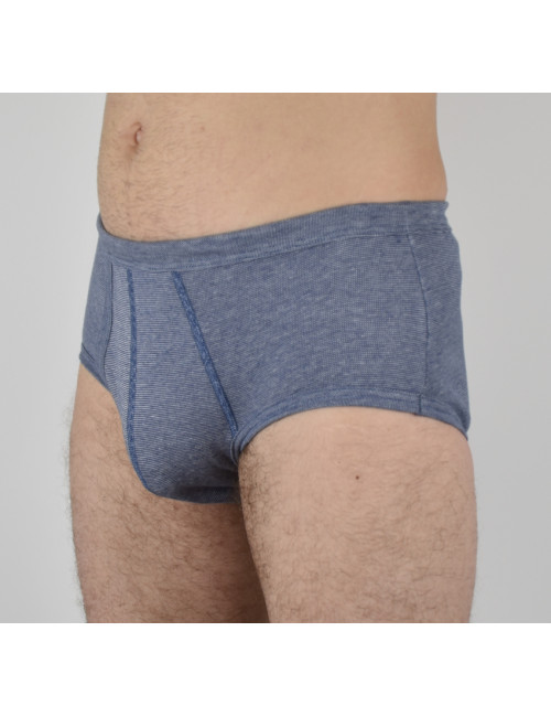Slip midi ouvert chiné marine