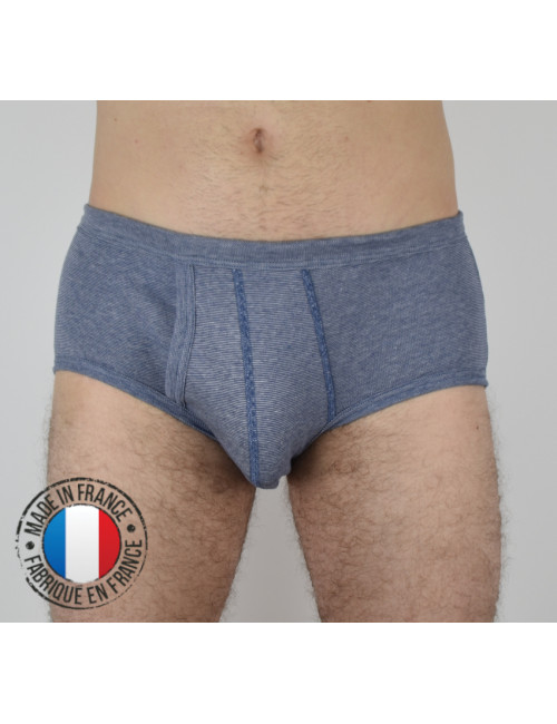 Slip midi ouvert chiné marine