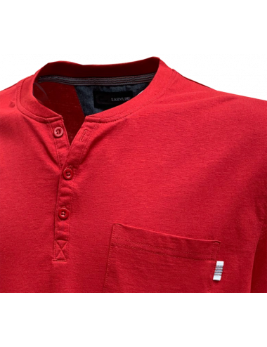 Tee-shirt rouge col boutonné