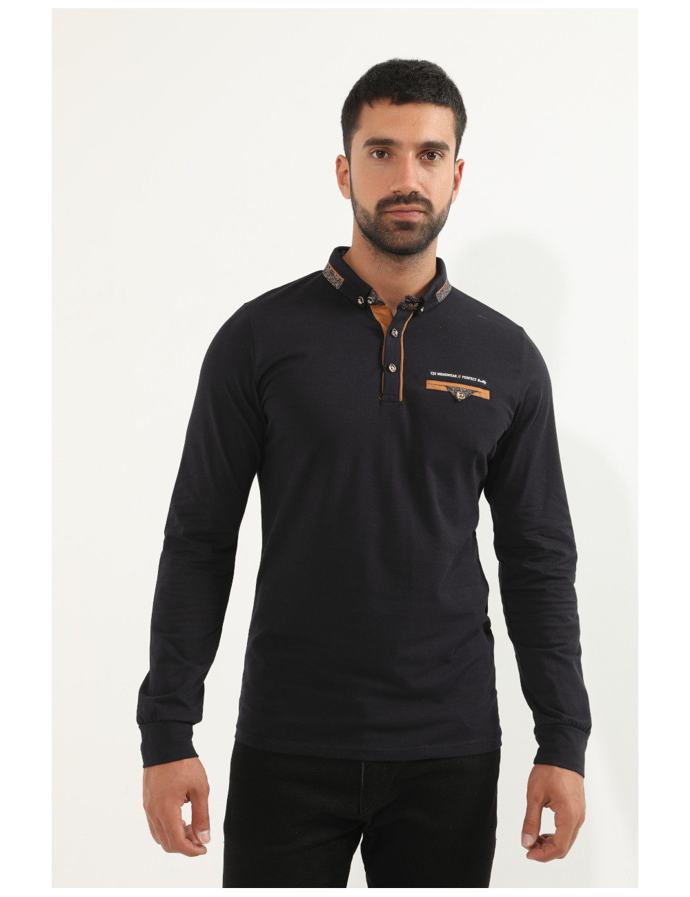 POLO MANCHES LONGUES HOMME MARRON Taille XL