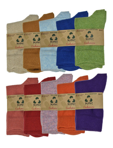 chaussettes colorés en cachemire recyclé pour femme