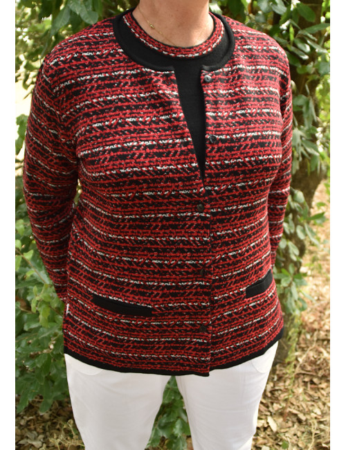 Cardigan ouvert à boutons col rond