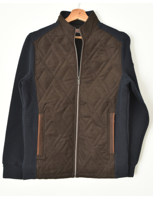 Gilet zippé manches longues extensible matelassé café Cavale