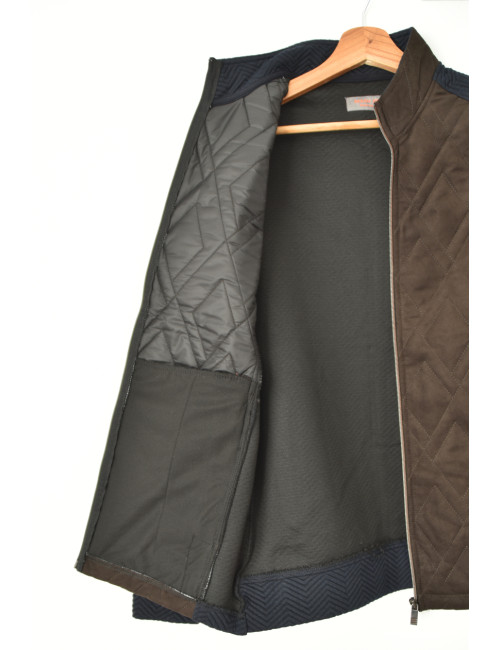 Gilet zippé manches longues extensible matelassé café Cavale