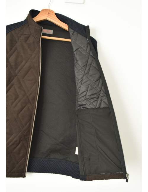 Gilet zippé manches longues extensible matelassé café Cavale