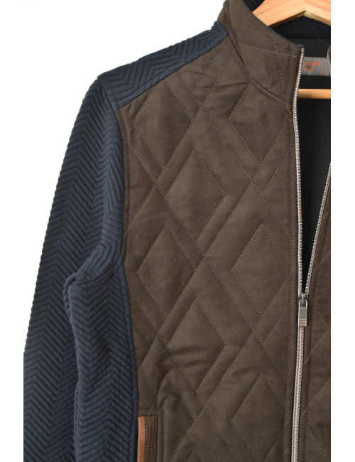 Gilet zippé manches longues extensible matelassé café Cavale