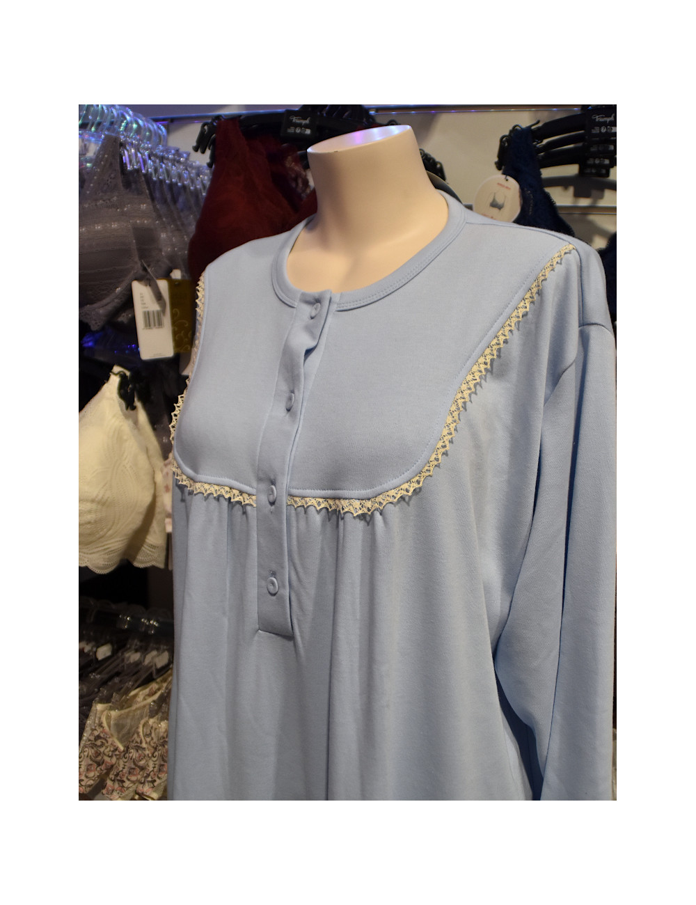 Chemise de nuit manches longues en coton