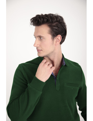 Polo homme grande taille - Polo homme vert grande taille - Polo homme en coton - Pull homme avec poche poitrine