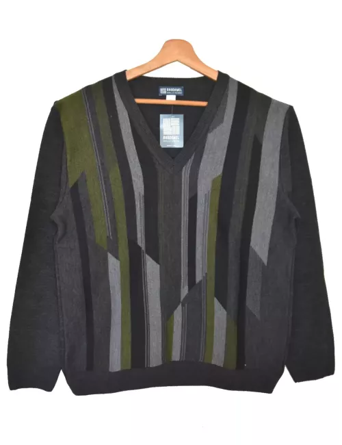 Pull col V laine mérinos anthracite