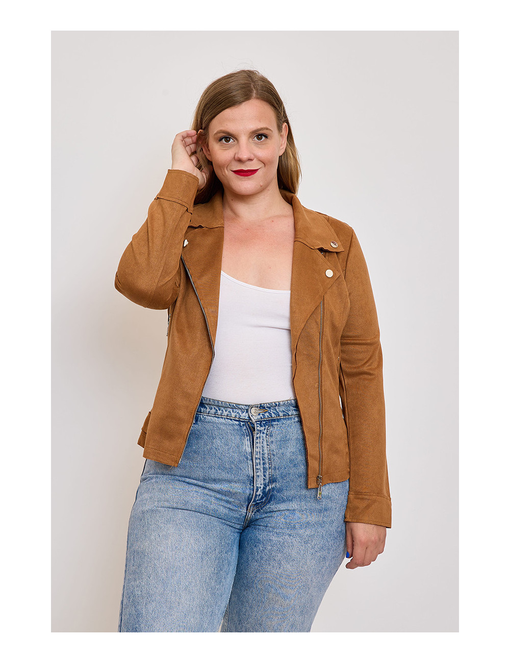 Perfecto Femme Suédine Cognac – Style Authentique & Élégant