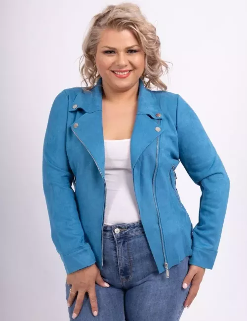 Perfecto Femme Suédine BLEU DENIM – Style Authentique & Élégant