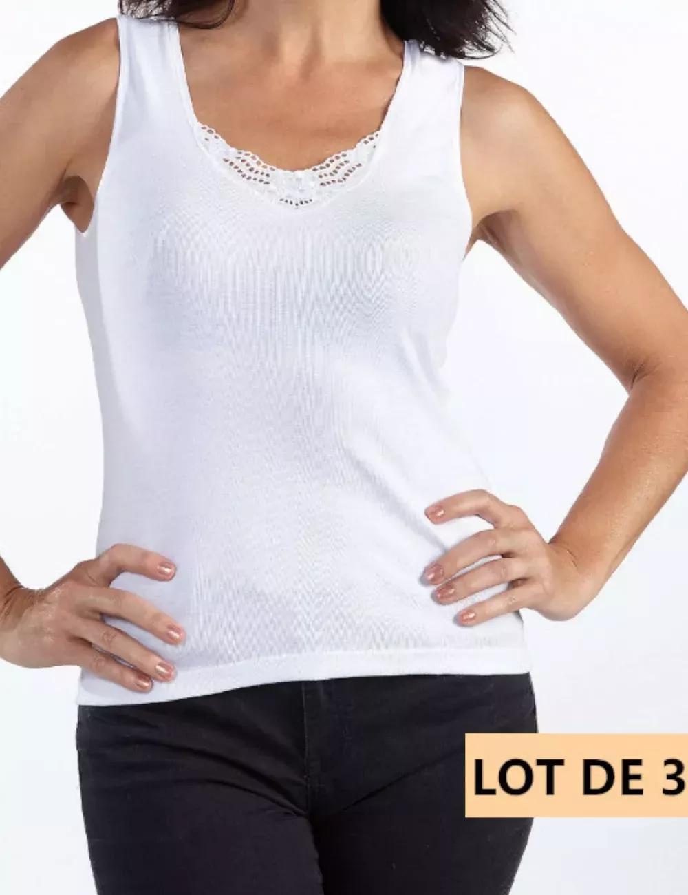 Lot de 3 chemises sans manches à dentelle