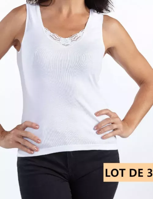 Lot de 3 chemises sans manches à dentelle