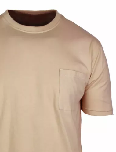 T-shirt 3XL homme coton - T-shirt grande taille coton - T-shirt homme 100% coton uni beige - t-shirt avec poche poitrine