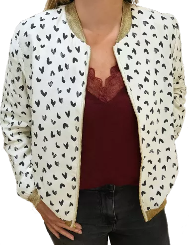 Bombers femme coeur – Détails dorés & finition ceinturée