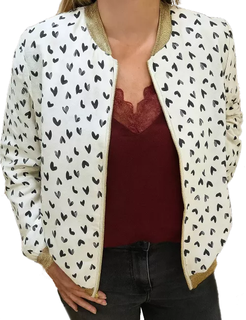 Bombers femme coeur – Détails dorés & finition ceinturée