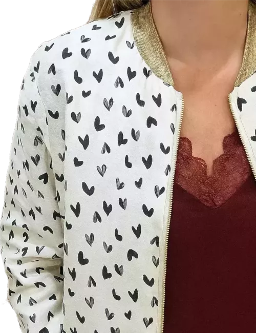Bombers femme coeur – Détails dorés & finition ceinturée