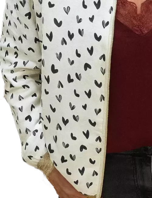 Bombers femme coeur – Détails dorés & finition ceinturée