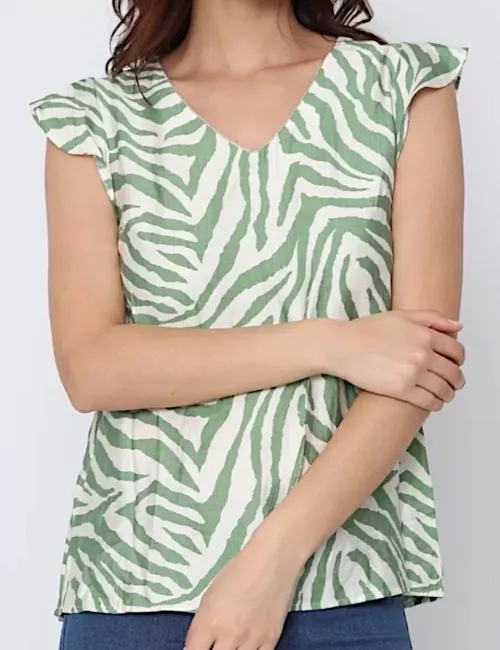 Top Femme Élégant Col V – Semi-Manches Légères
