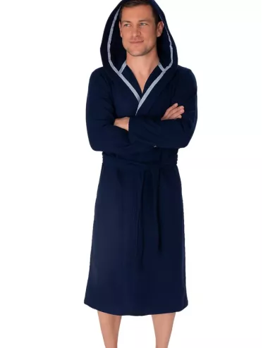 Peignoir homme à capuche bleu marine – WEWO-Fashion
