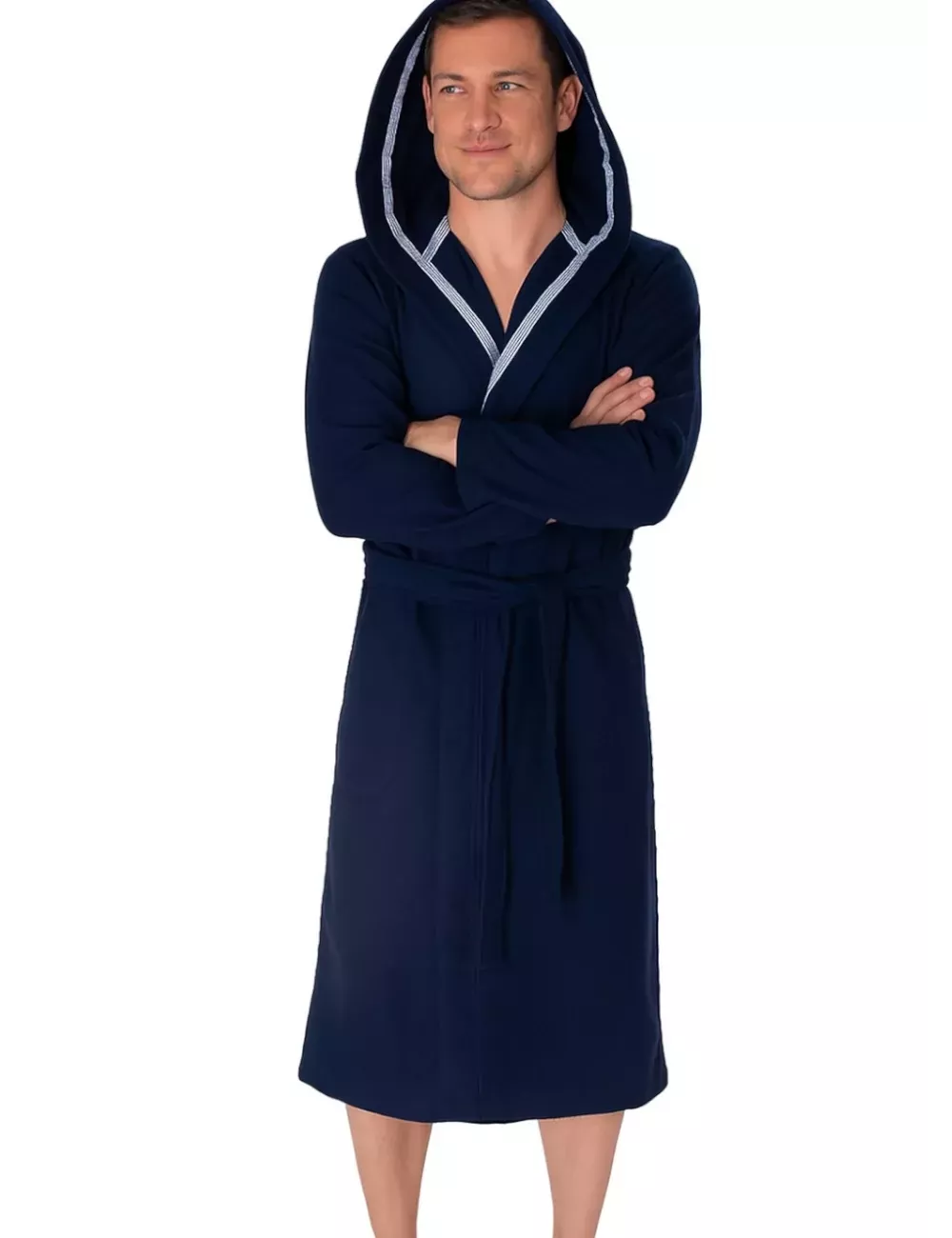 Peignoir homme à capuche bleu marine – WEWO-Fashion