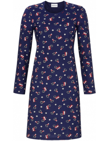 Liquette hiver à manches longue femme - Long t-shirt en coton pour la nuit - Chemise de nuit 100% coton Ringella - Liquette