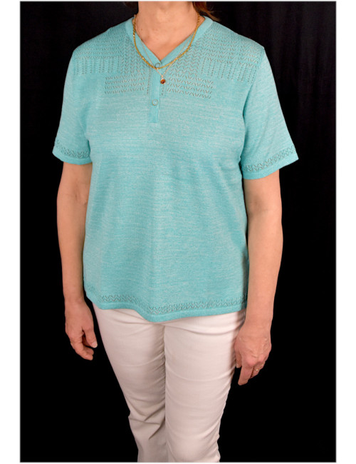 Pull manches courtes uni Carmin ou Amande