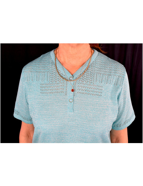 Pull manches courtes uni Carmin ou Amande