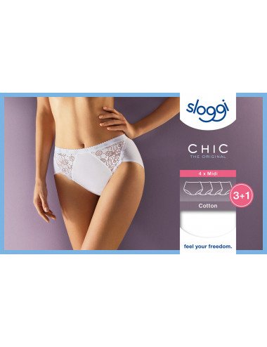 Lot de 3+1 culottes - Midi Chic - Dentelle - Blanc - Femme - 50 - Sloggi